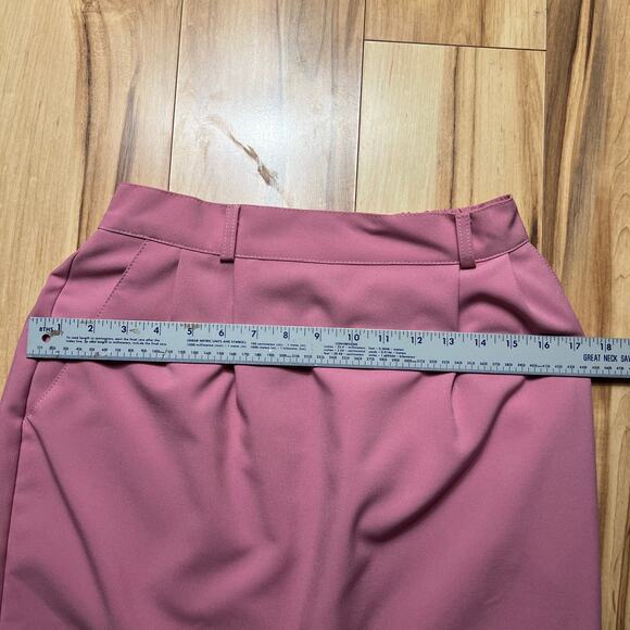 VINTAGE 80s Pastel Size 10P Midi Skirt Coquette Pink Flirty Bedford Fair - Picture 3 of 5